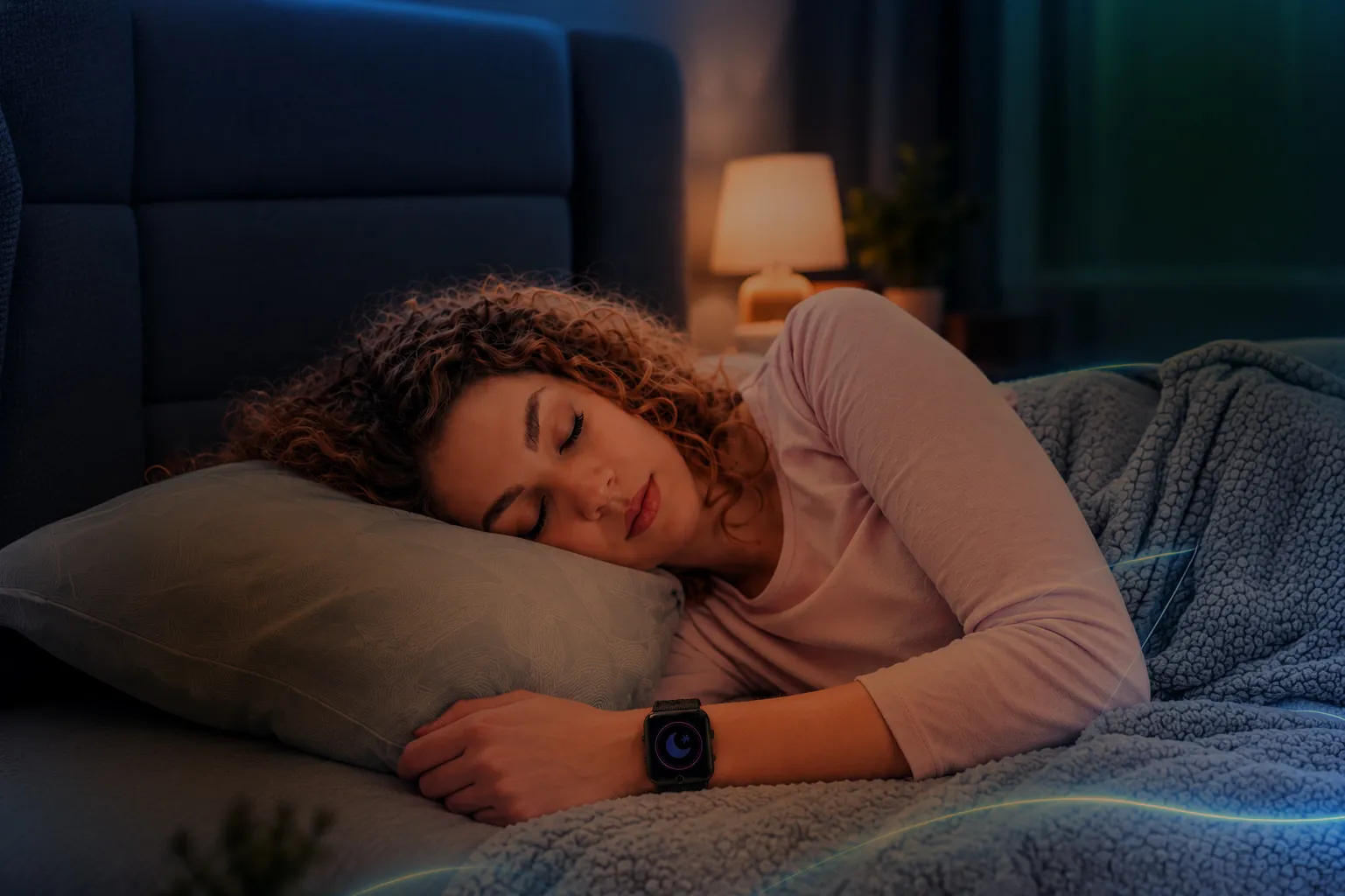 Woman asleep in bed wearing NiKKi at night