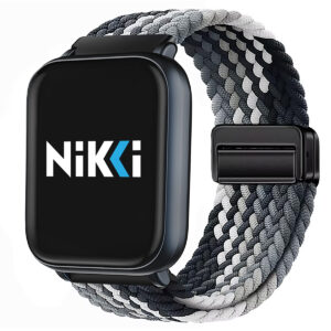 Black + White Magnetic Nylon Braided Loop Strap