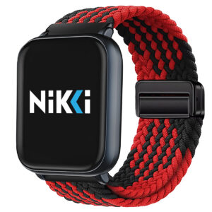 Black + Red Magnetic Nylon Braided Loop Strap